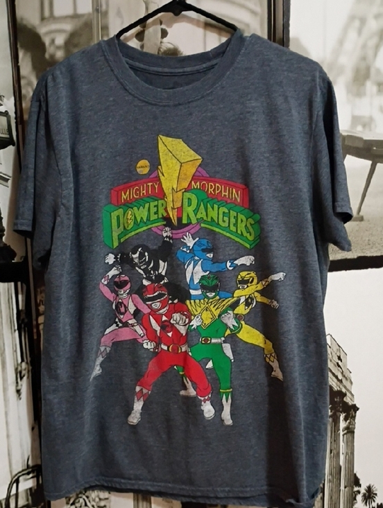 non brand Other - Mighty Morphin Power Rangers Men'raphic Tee Gray + Size L Short Sleeve Crew Neck